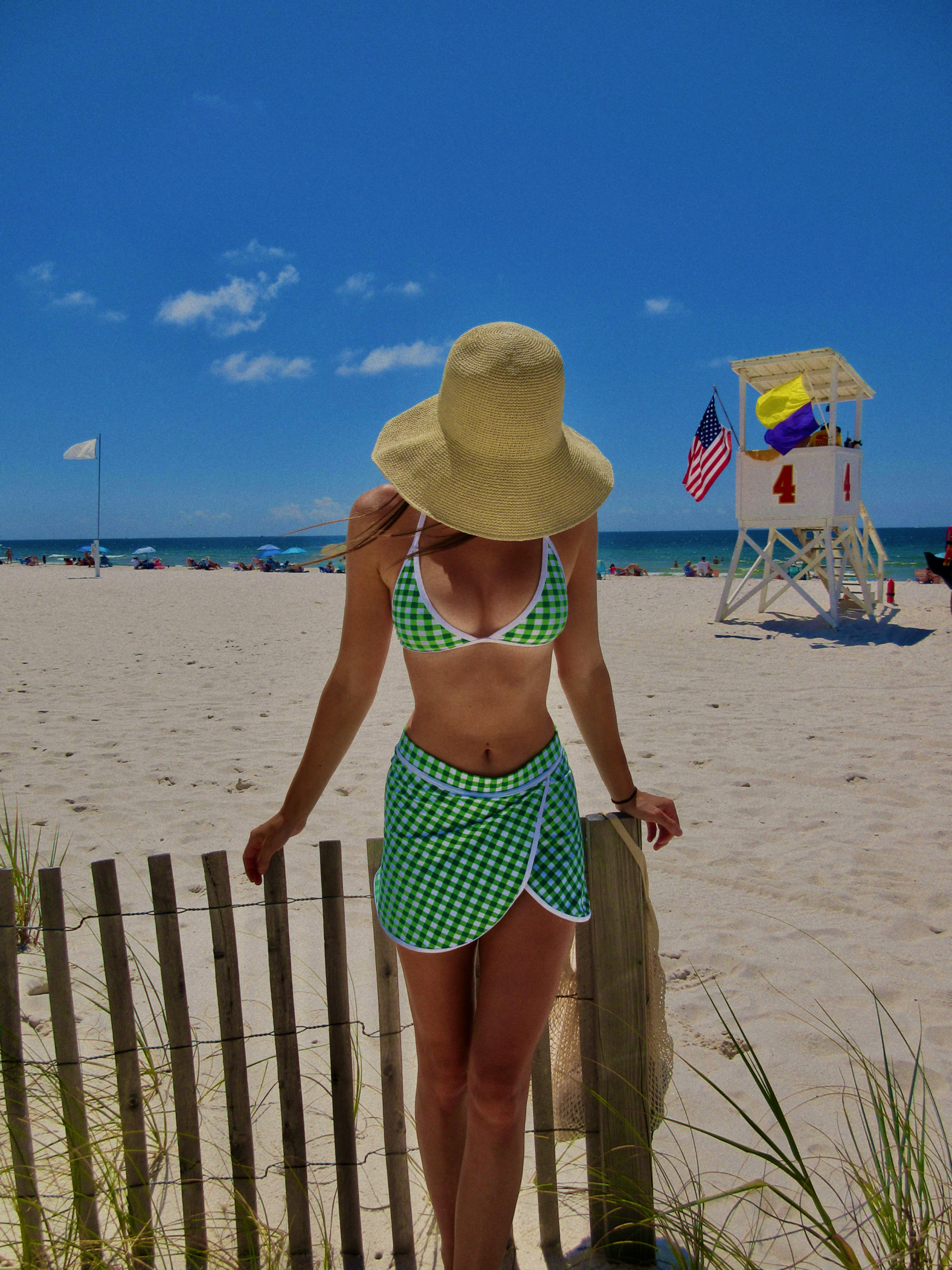 Green Gingham Skirted Set