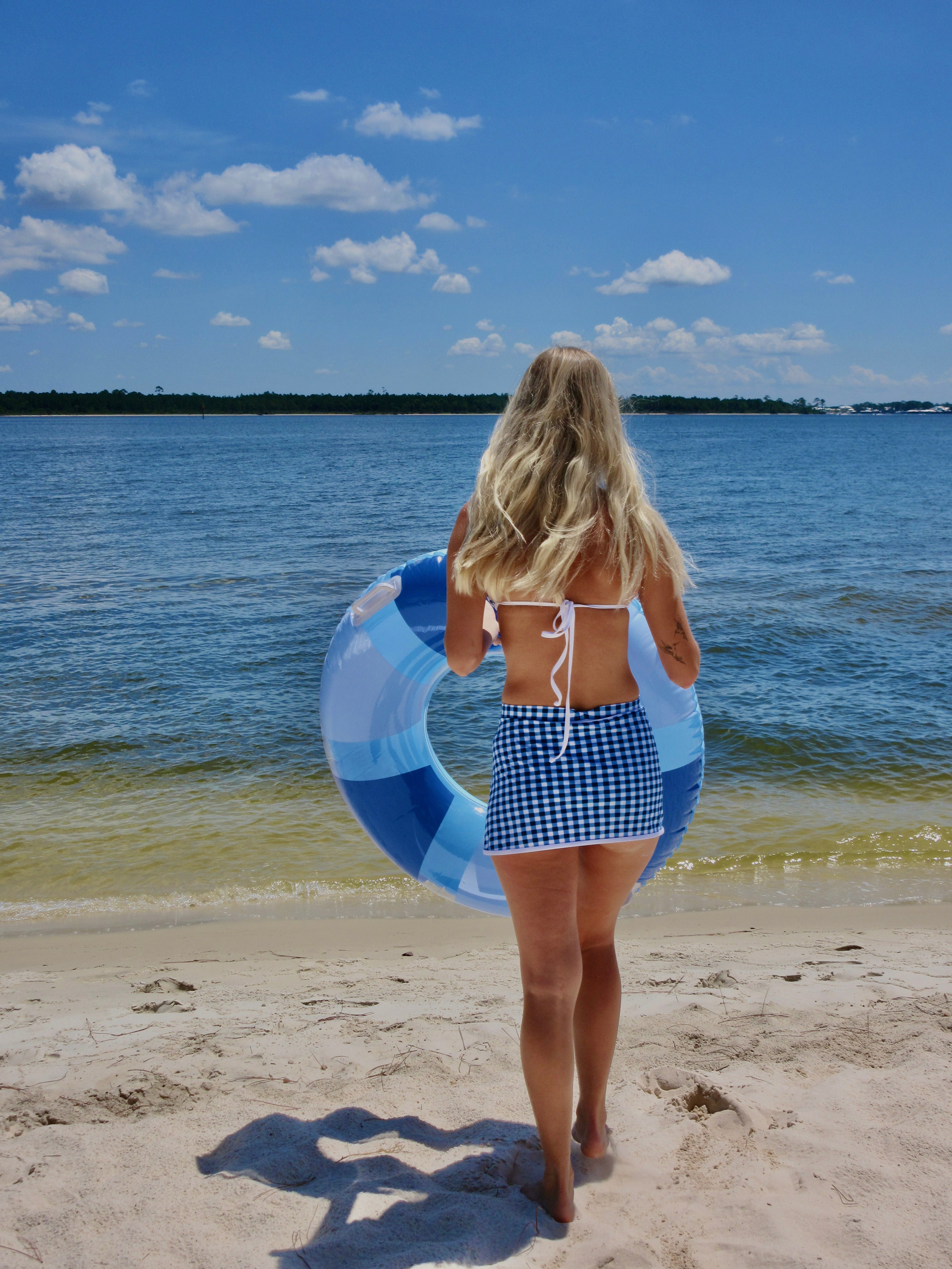 Blue Gingham Skirted Set