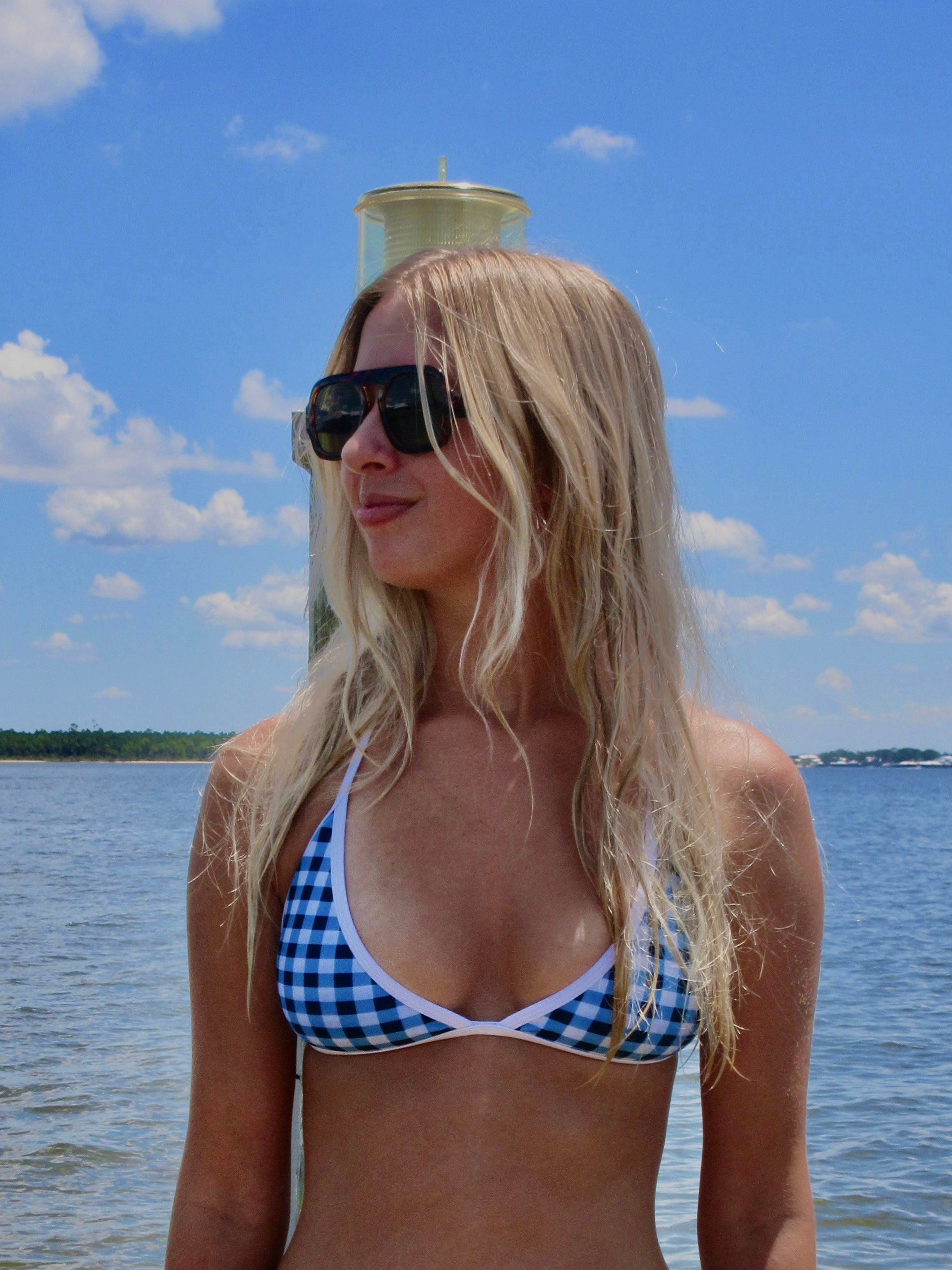 Blue Gingham Bikini Top (Top Only)