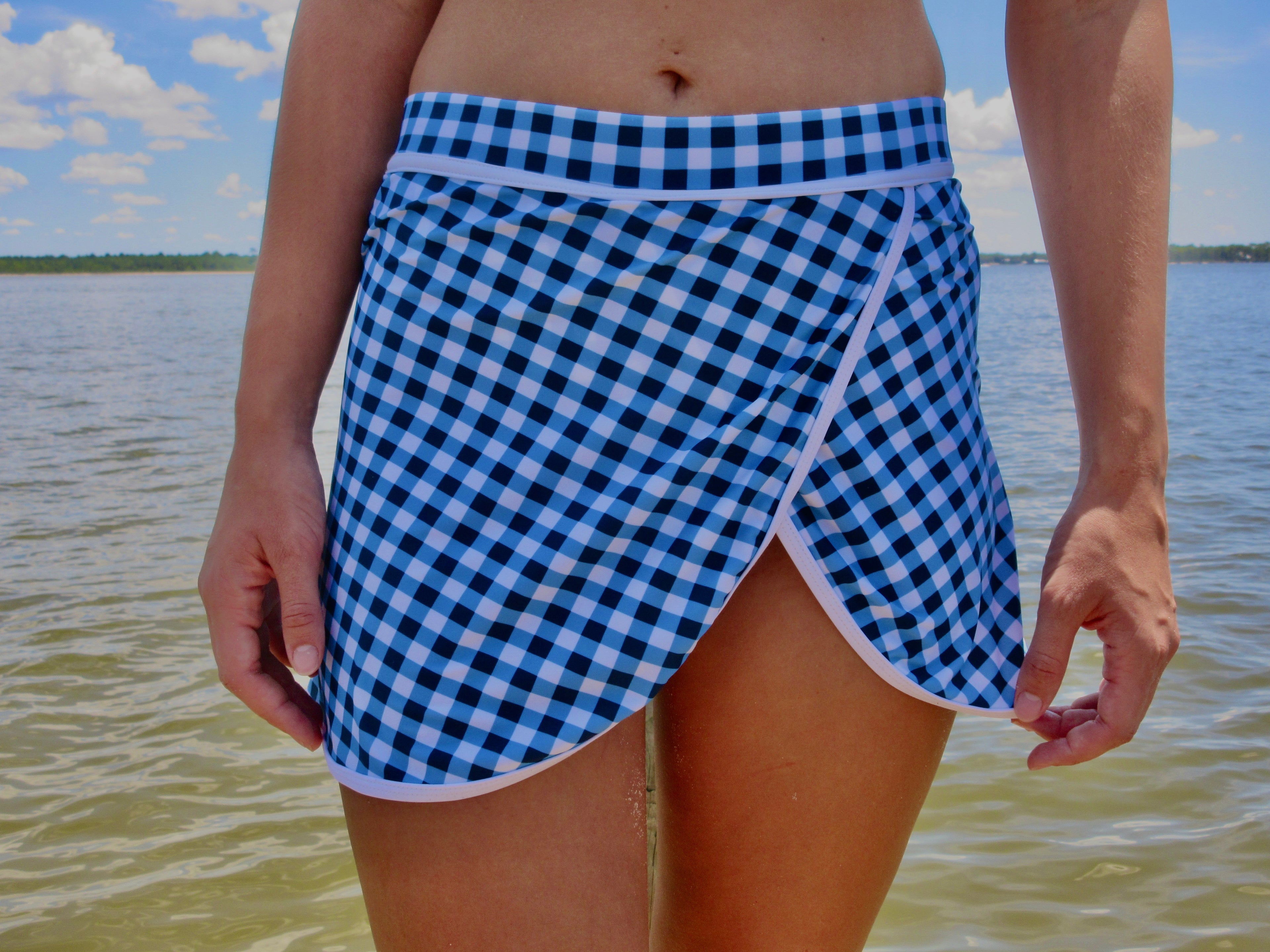 Blue Gingham Skirted Set