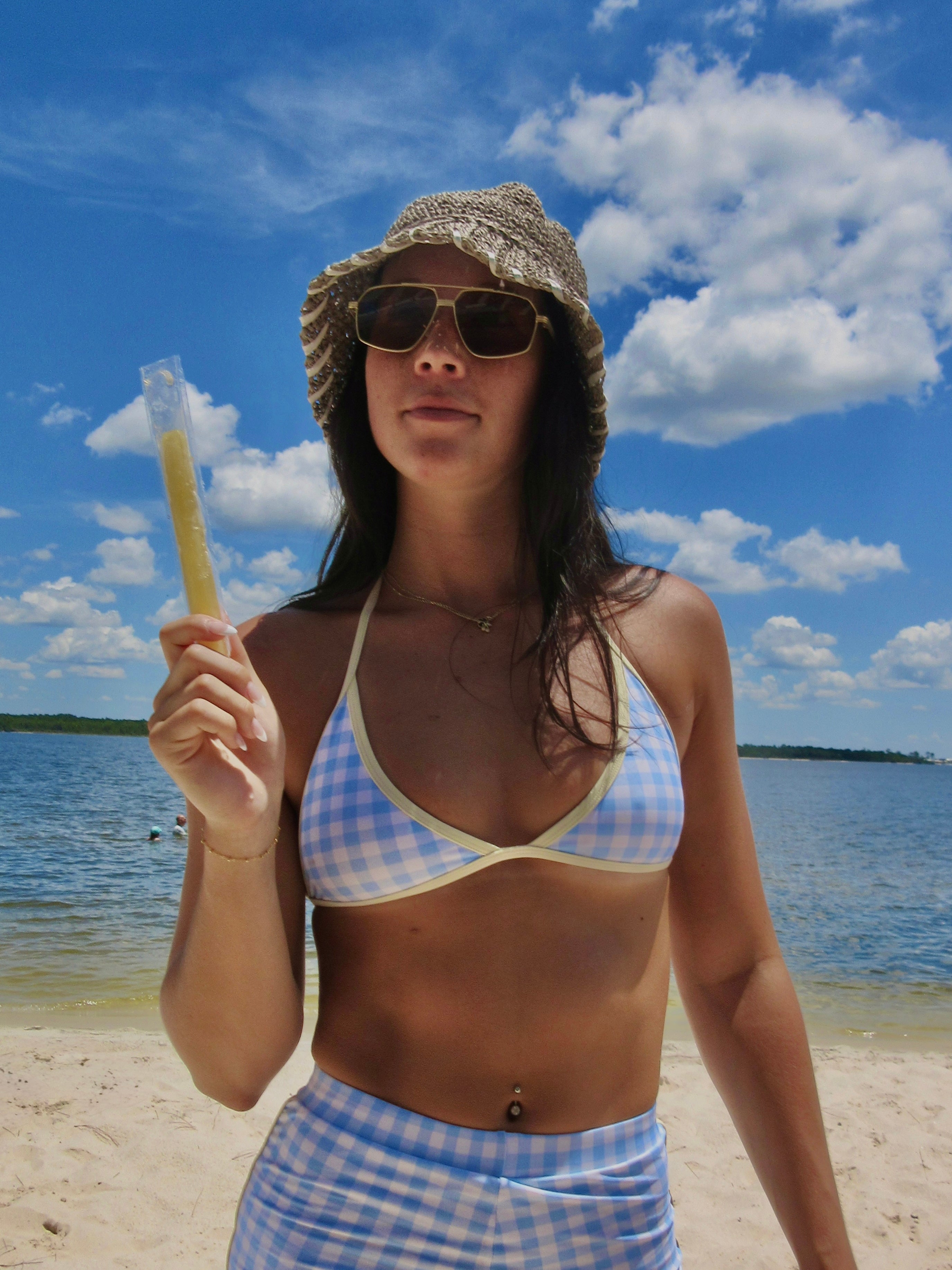 Light Blue Gingham Top with Yellow trim (Top Only)