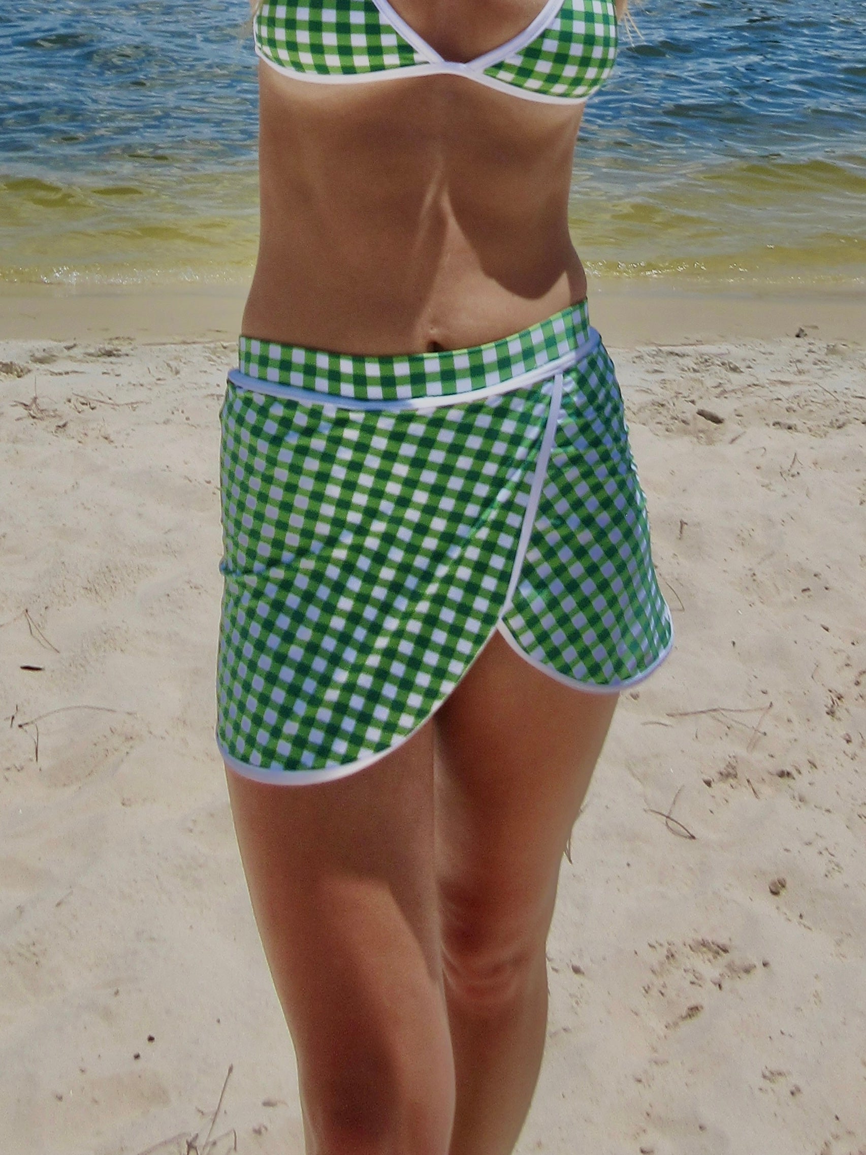 Green Gingham Skirt (Bottoms Only)