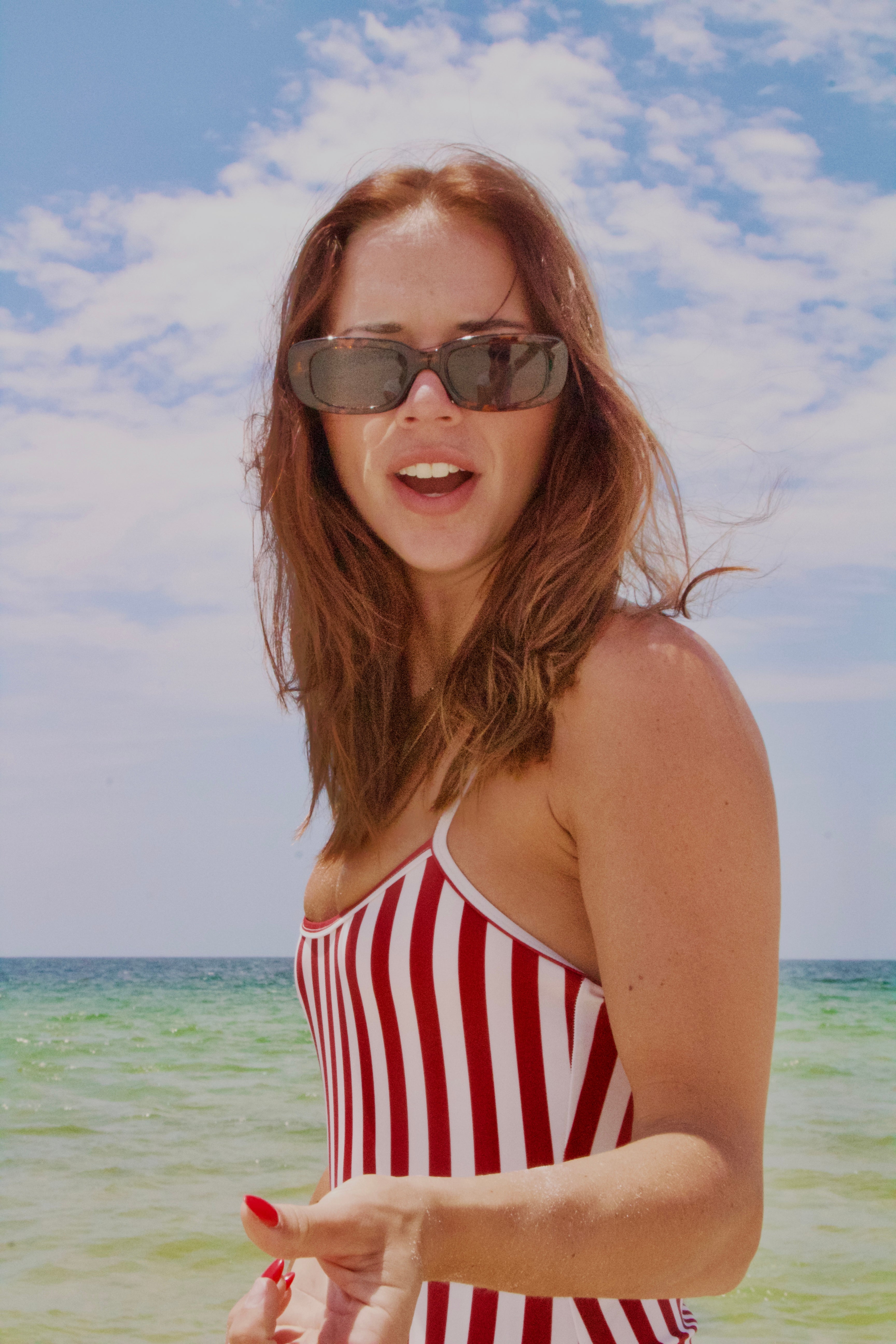 Classic Red & White Stripe One-Piece Swimsuit