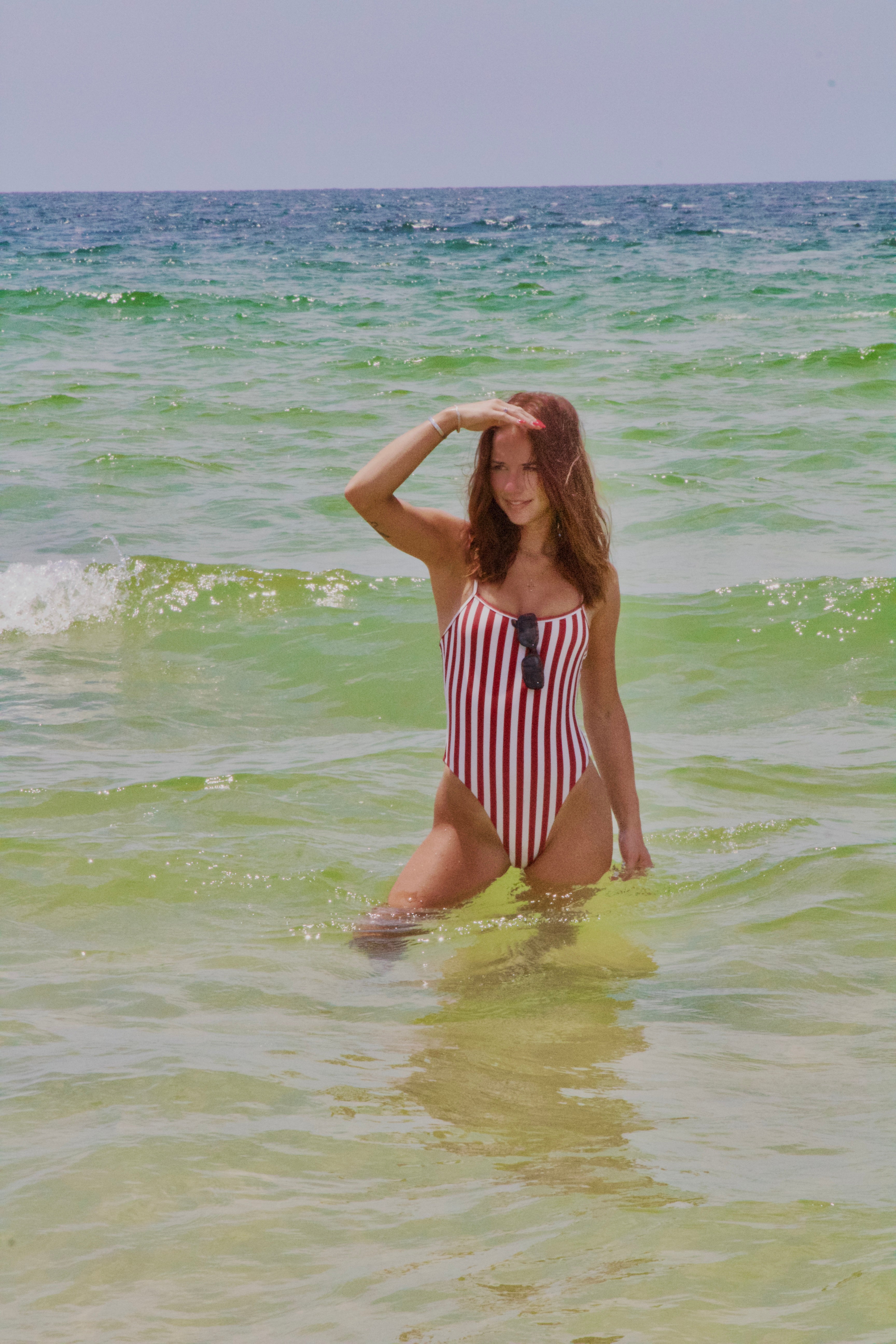 Classic Red & White Stripe One-Piece Swimsuit