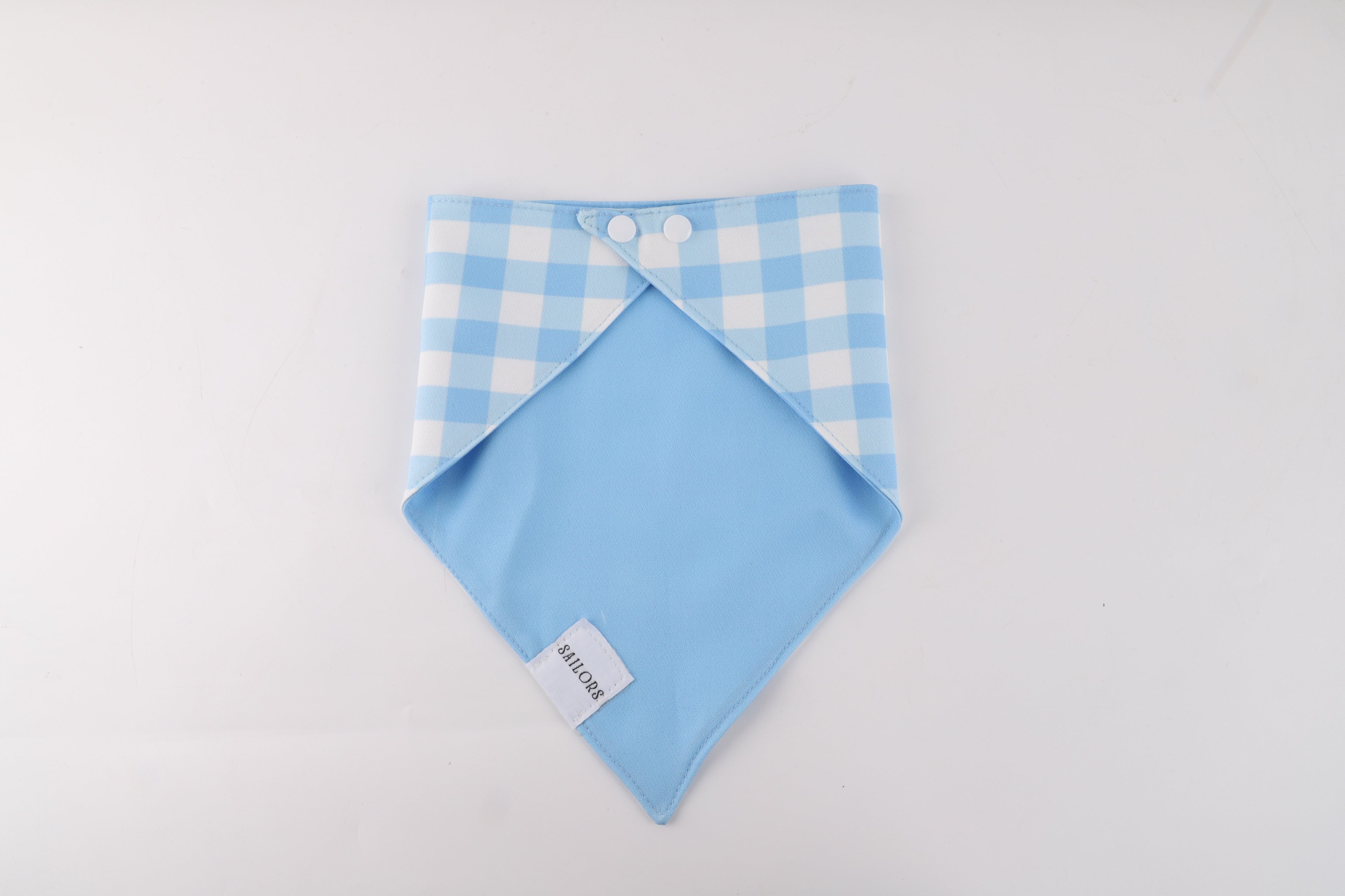 Light Blue Gingham Reversible Dog Bandana