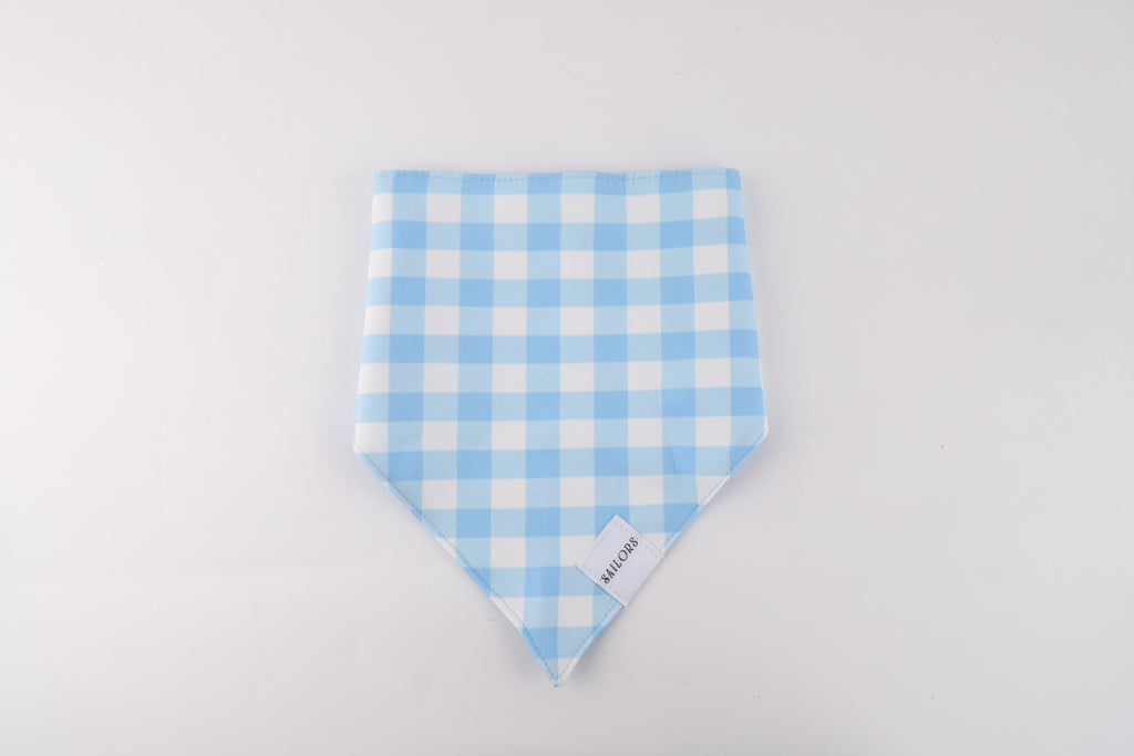 Light Blue Gingham Reversible Dog Bandana