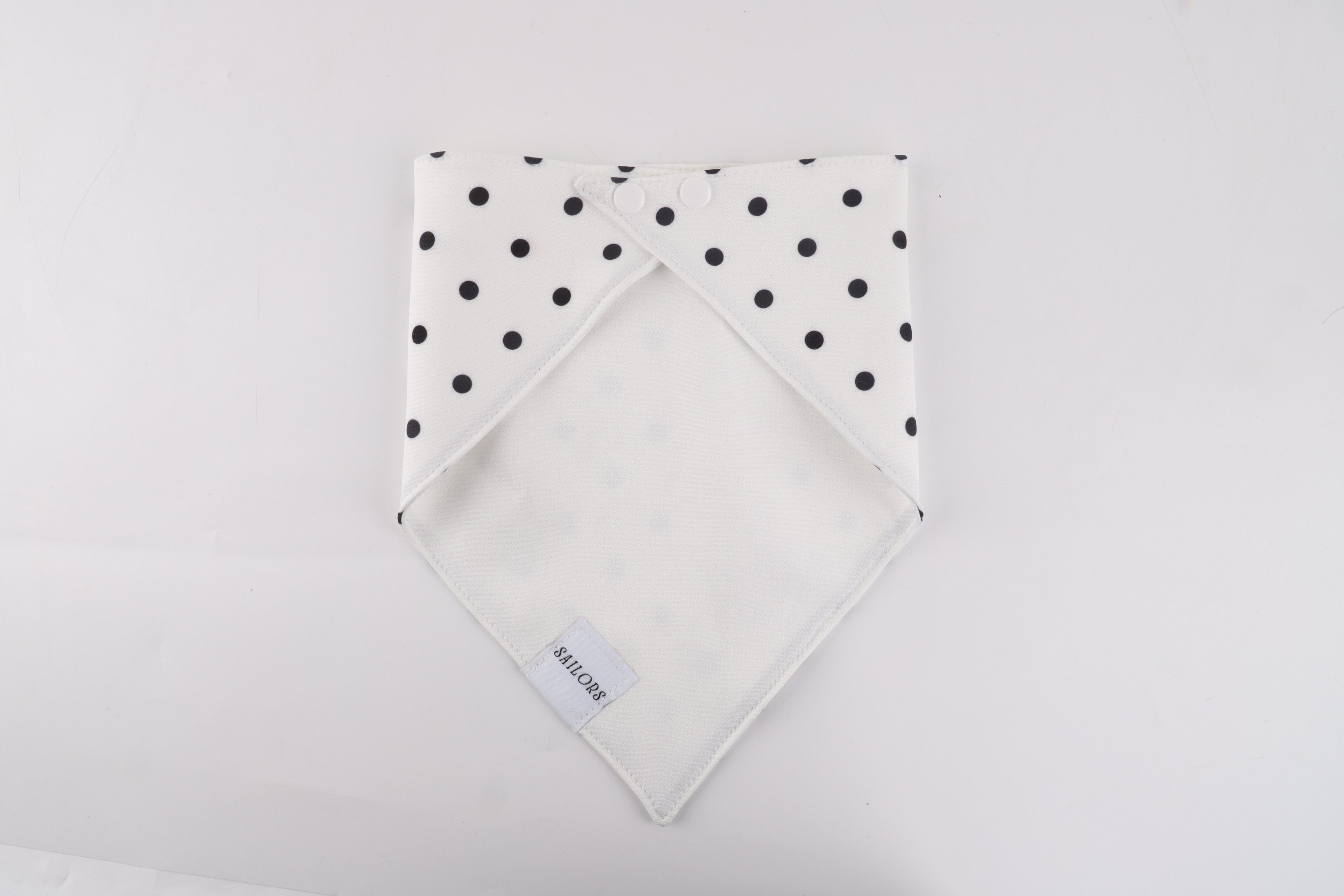 White with Black Polka Dots Reversible Dog Bandana