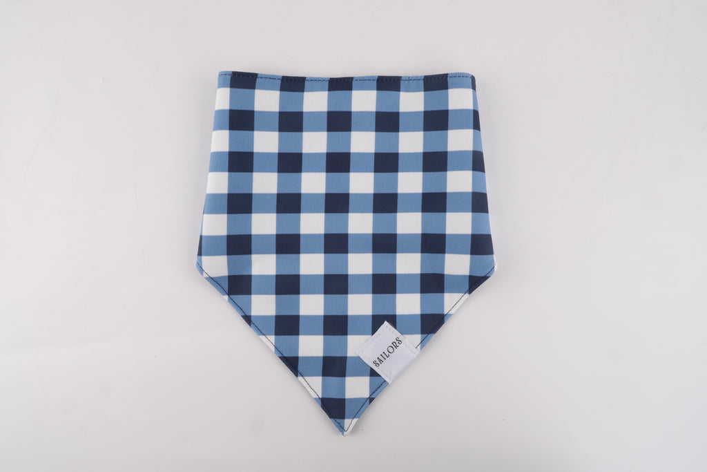 Blue Gingham Reversible Dog Bandana
