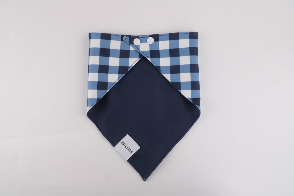 Blue Gingham Reversible Dog Bandana