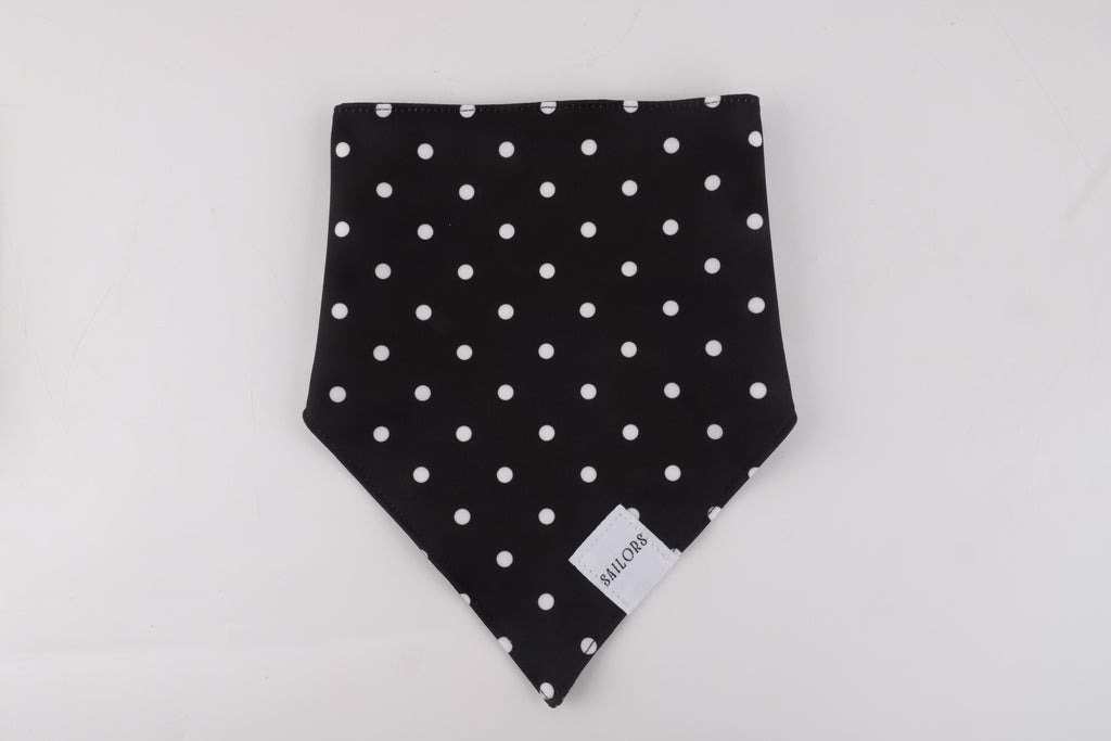 Black with White Polka Dots Reversible Dog Bandana