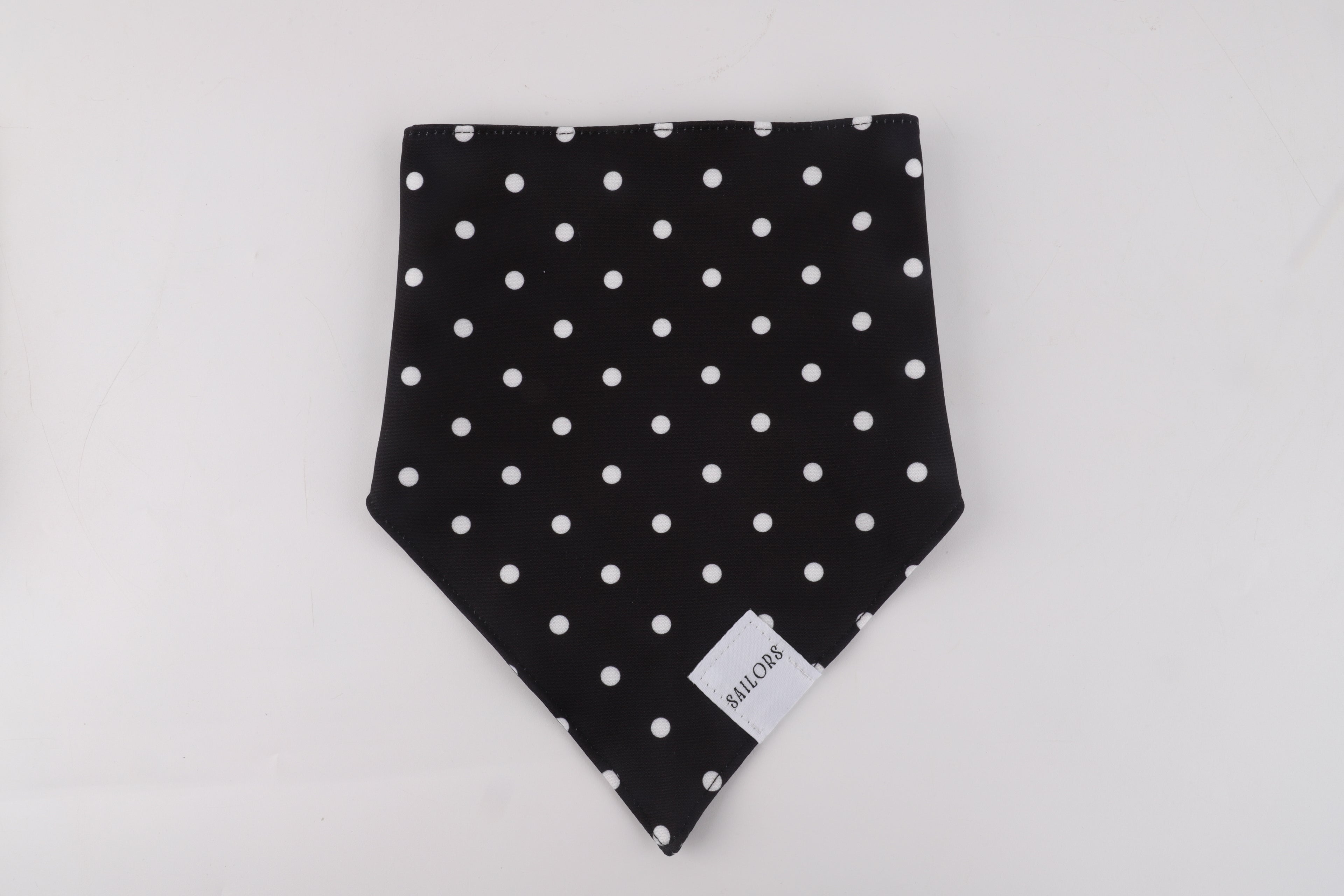Black with White Polka Dots Reversible Dog Bandana