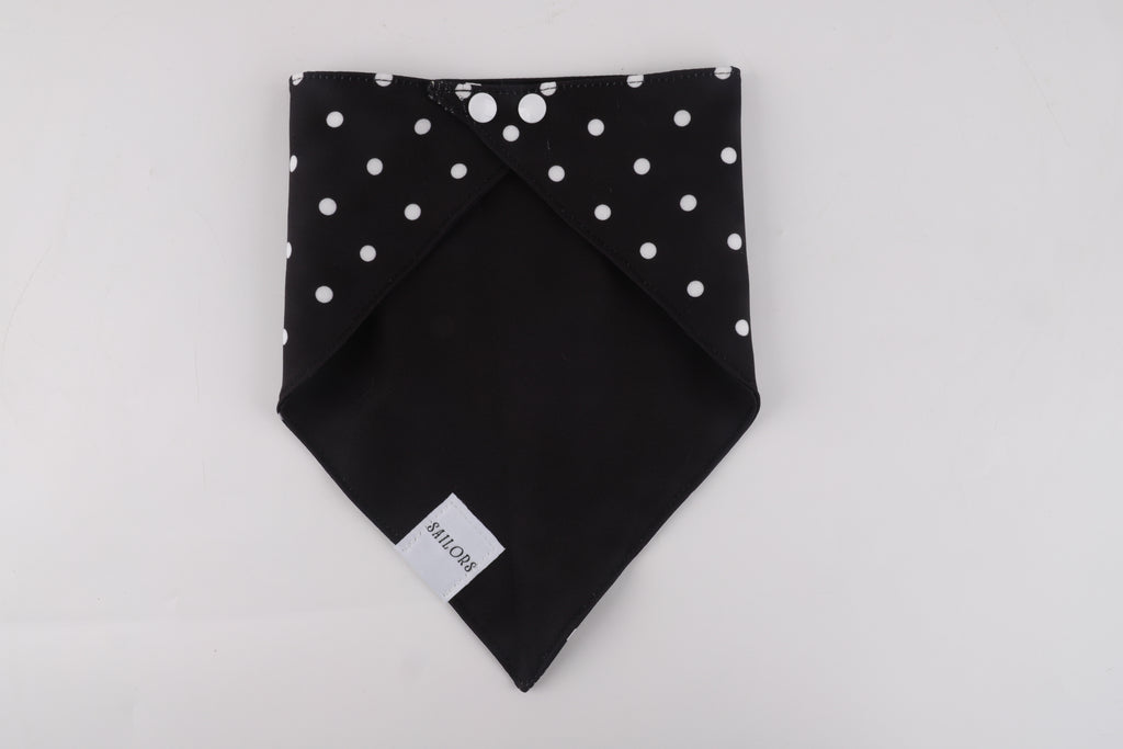 Black with White Polka Dots Reversible Dog Bandana