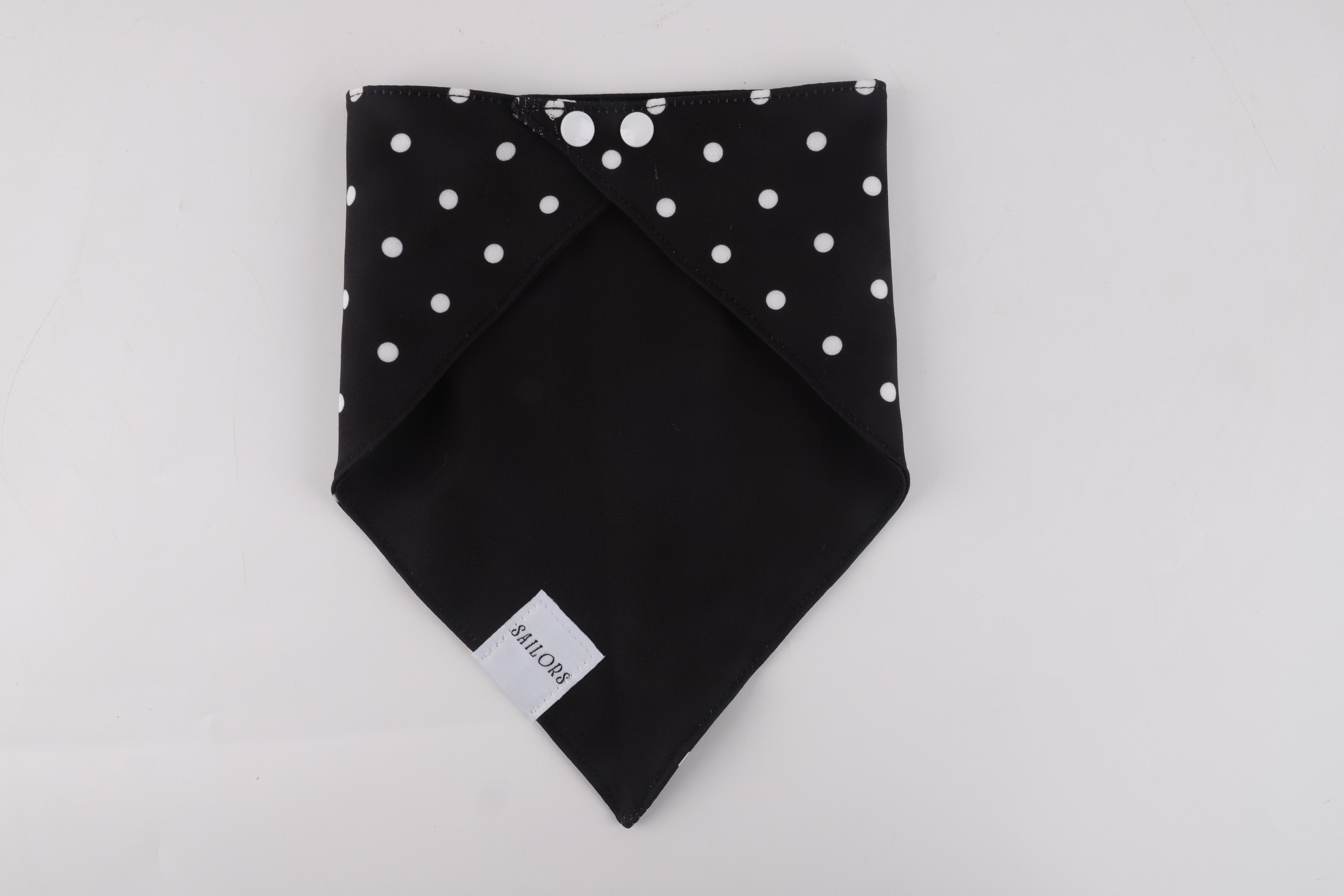 Black with White Polka Dots Reversible Dog Bandana