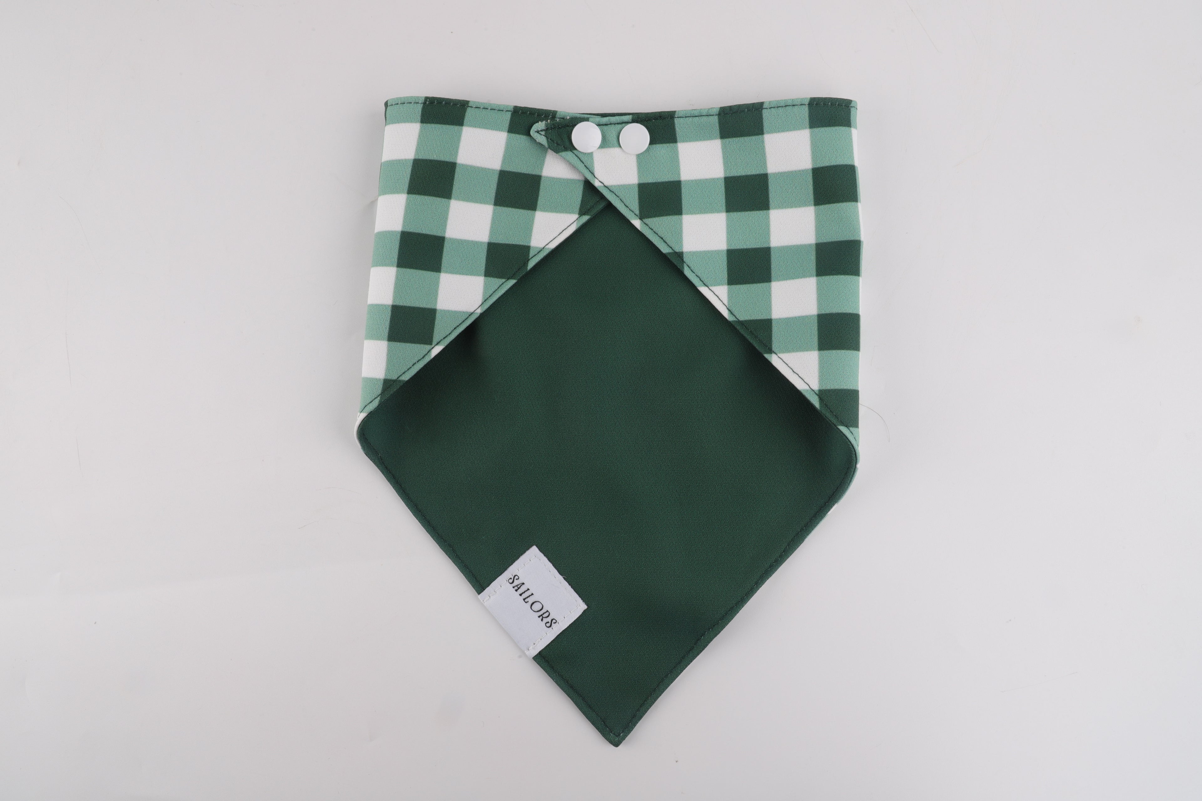 Green Gingham Reversible Dog Bandana