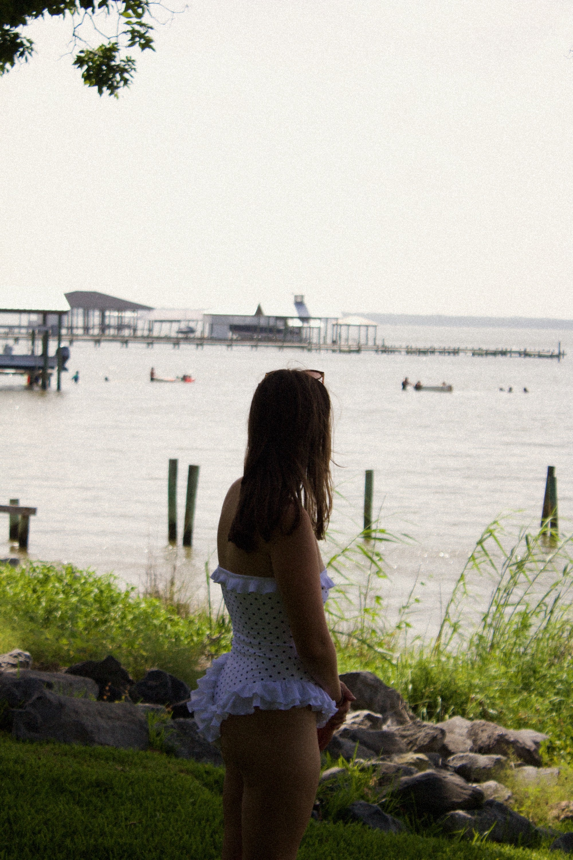 Retro Ruffle White with Black Polka Dot One-Piece